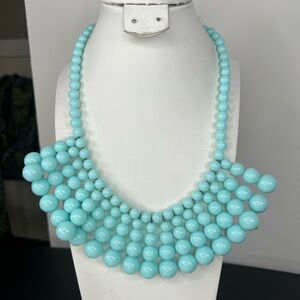 #19 J. CREW Light Blue Beaded Statement Necklace - Women Jewelry
